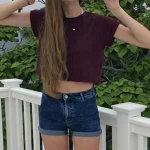 H&M Burgundy Crop Tee